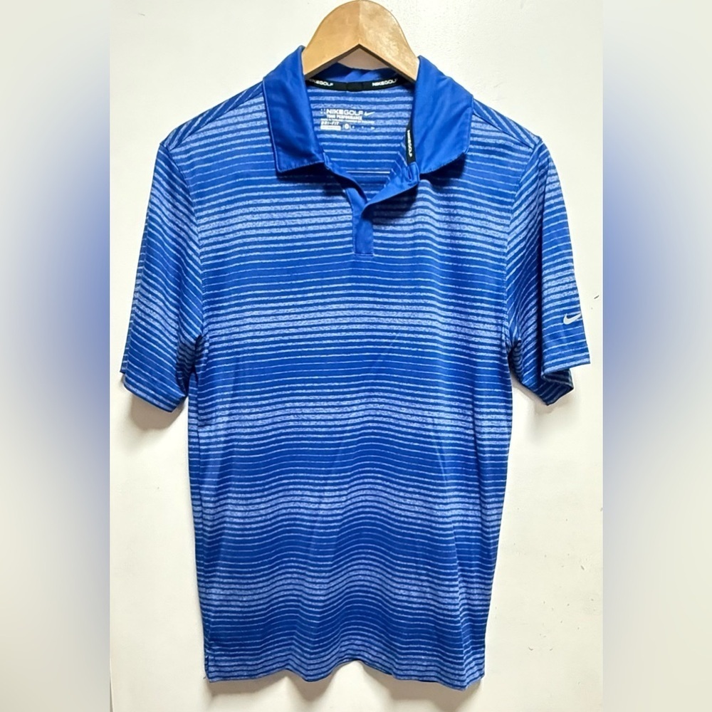 Nike Men's Blue and White Polo Shirt Size S